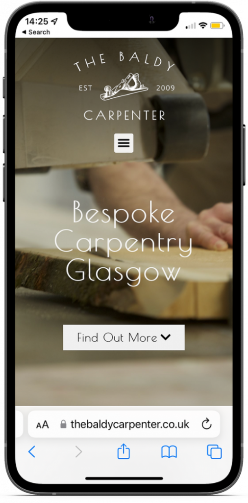 A responsive website for carpenters website design on a phone