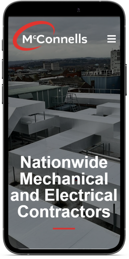 A responsive website for Mechanical and Electrical Contractors on a mobile