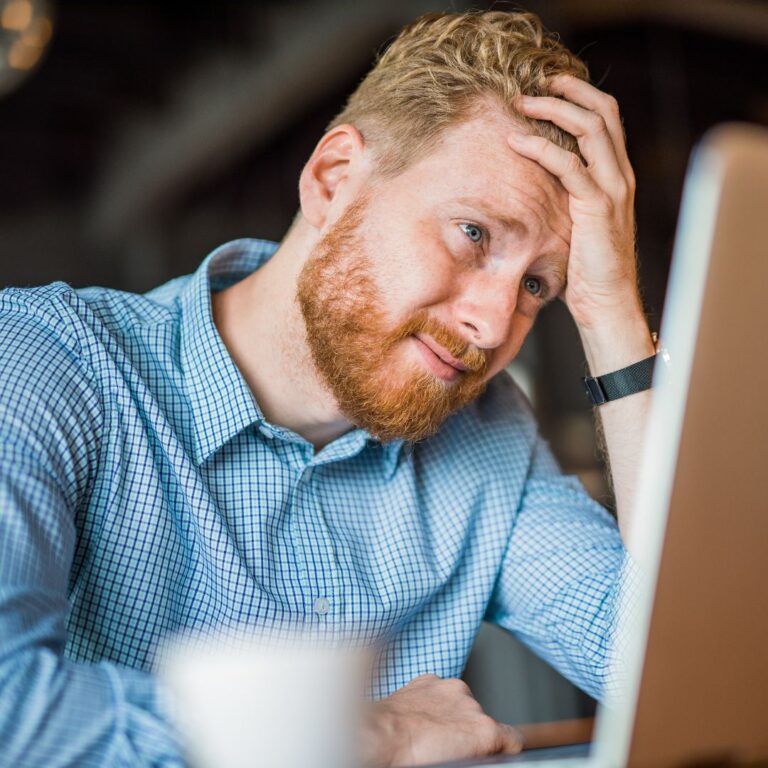 Person trying to figure out why he has so many common website mistakes