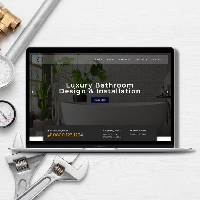 A hero section for one of the best plumbing website designs for 2023